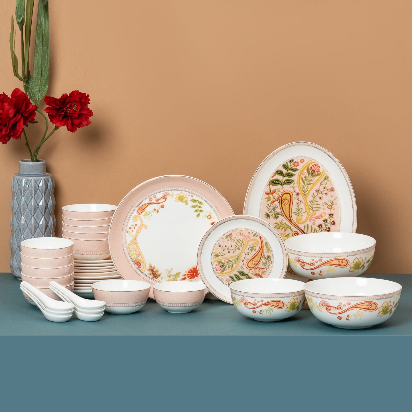 Urmi Fiesta Dinner Set of 34 (FI802) - Clay Craft India