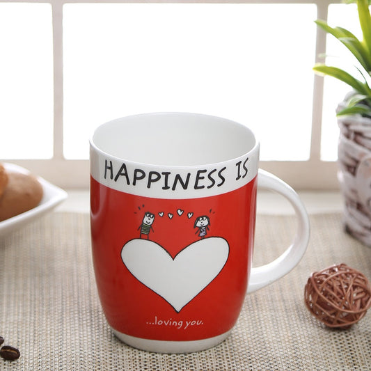Happiness Loving You Coffee/ Milk Mug 340ml 1Piece - Clay Craft India