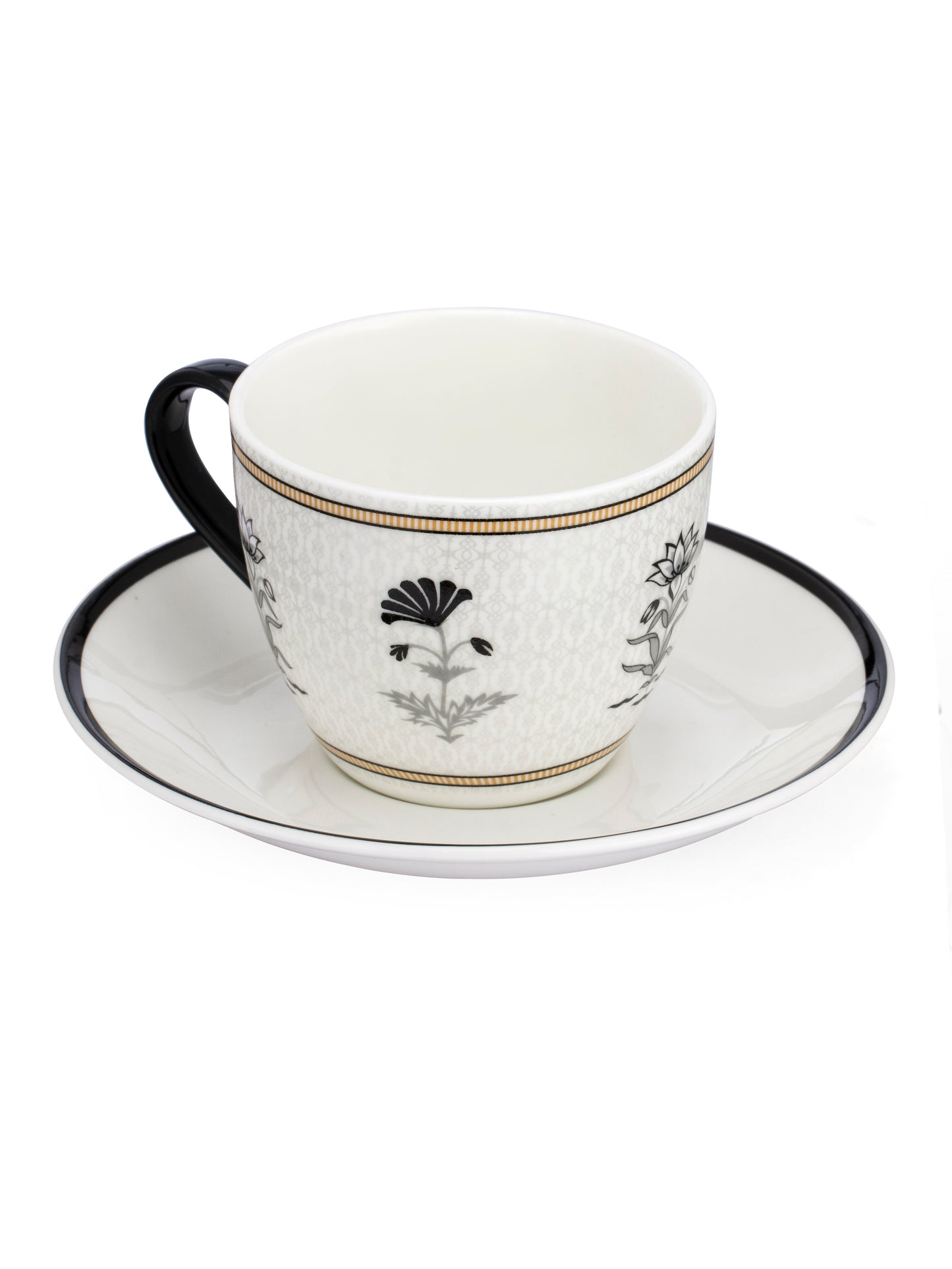 Cream Monochrome Cup & Saucer, 170ml, Set of 12 (6 Cups + 6 Saucers) (MC705)