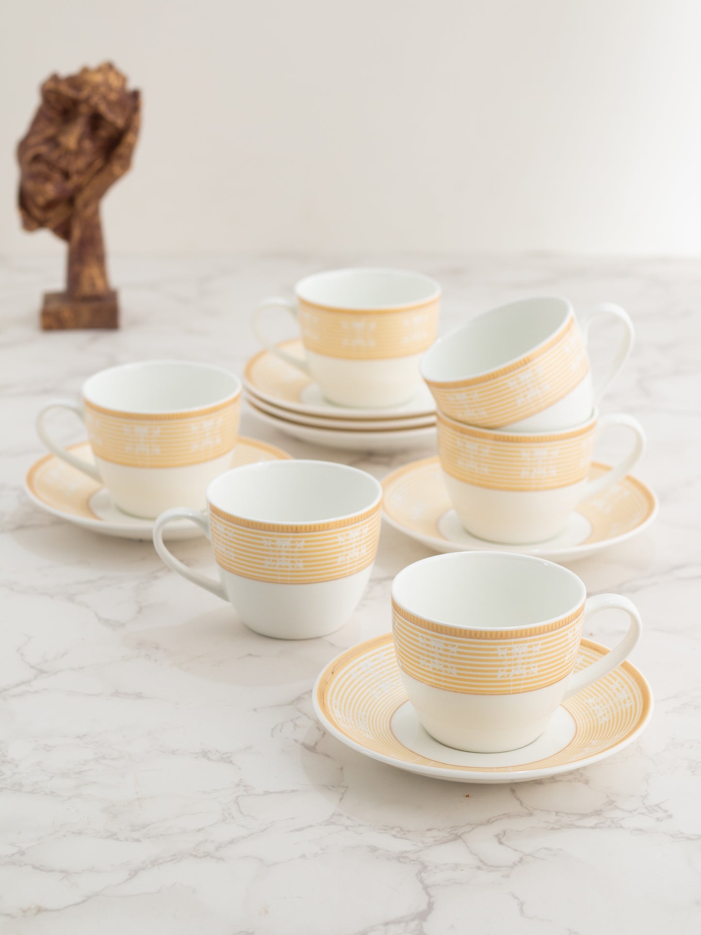 Cream Super Cup & Saucer, 170ml, Set of 12 (6 Cups + 6 Saucers) (S304)