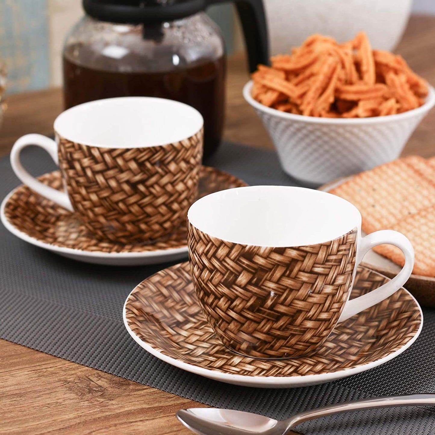 Cream Cup & Saucer, 170ml, Set of 12 (6 Cups + 6 Saucers) (N405)