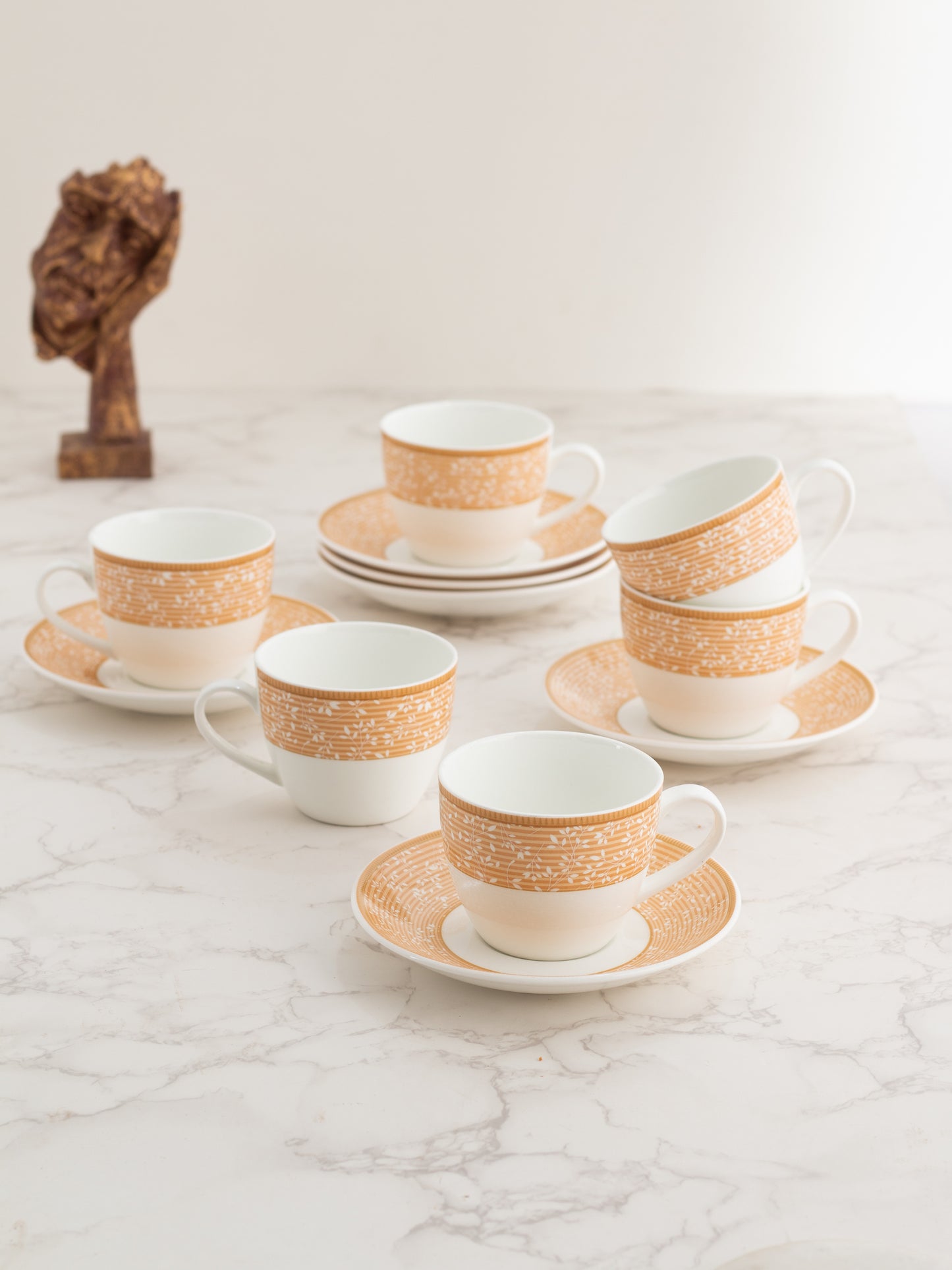 Cream Super Cup & Saucer, 170ml, Set of 12 (6 Cups + 6 Saucers) (S305)