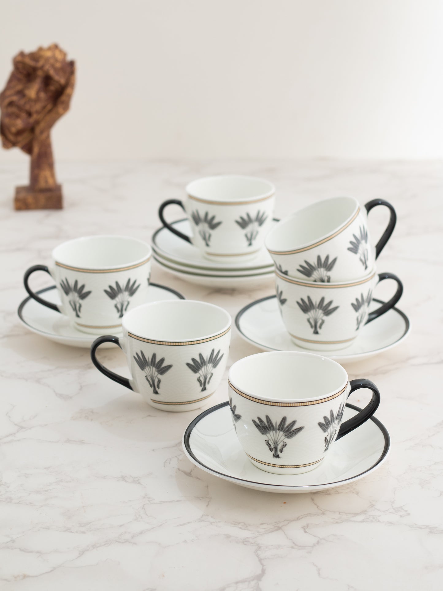 Cream Monochrome Cup & Saucer, 170ml, Set of 12 (6 Cups + 6 Saucers) (MC706)