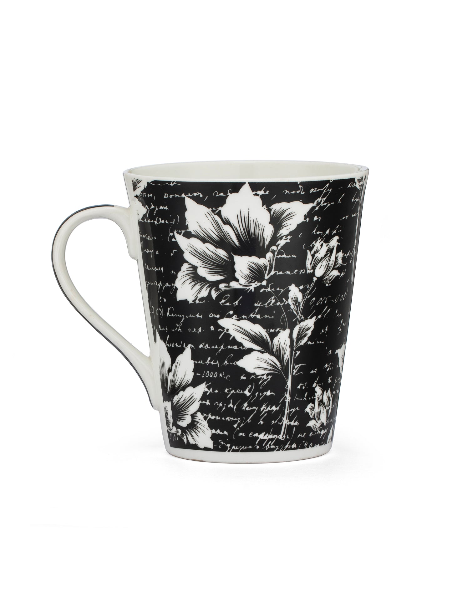Ceramic Black & White Monochrome Mug and Bowl Snack Set (2 Mugs + 1 Bowl) (MC716)