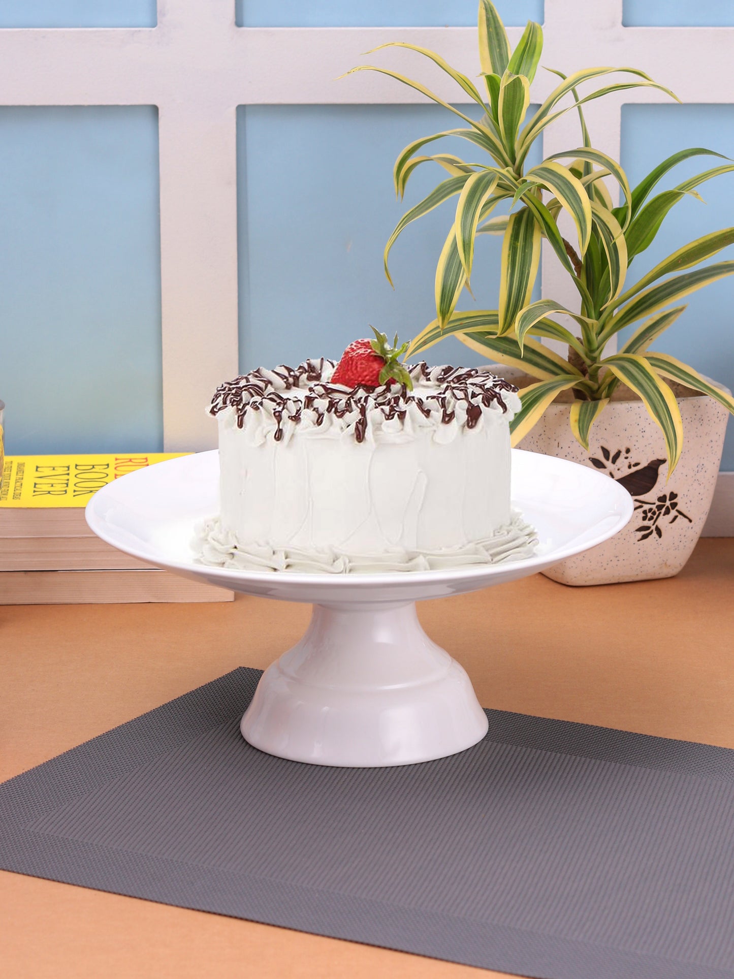 Clay Craft Basic Cake Stand 1 Piece Plain White - Clay Craft India