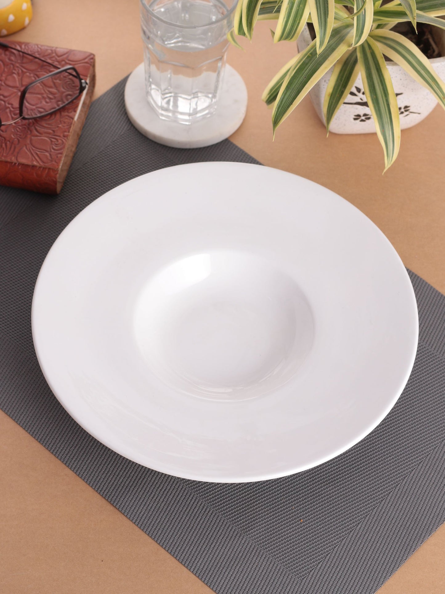 Clay Craft Basic Platter Gourmet Plate Flat 1 Piece Plain White - Clay Craft India