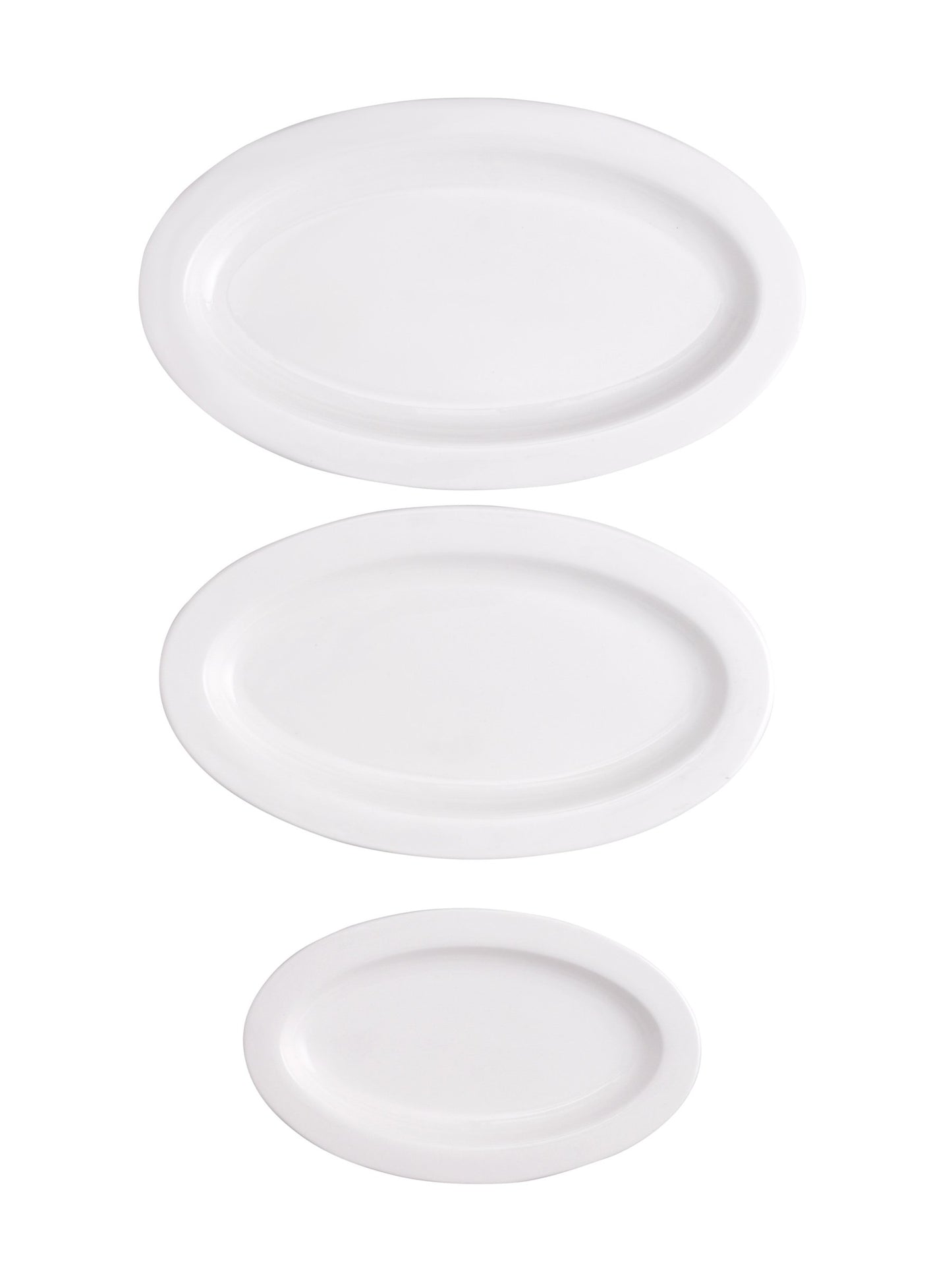 Clay Craft Basic Platter Oval Small, Medium & Big 3 Piece Plain White - Clay Craft India