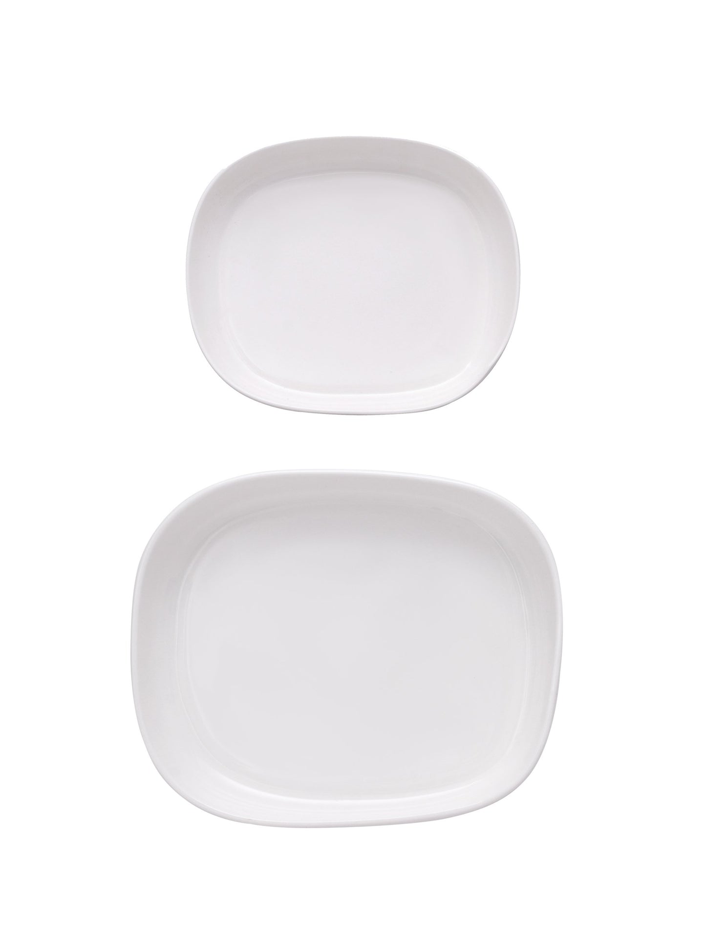 Clay Craft Basic Platter River Deep Dish Medium & Big 2 Piece Plain White - Clay Craft India