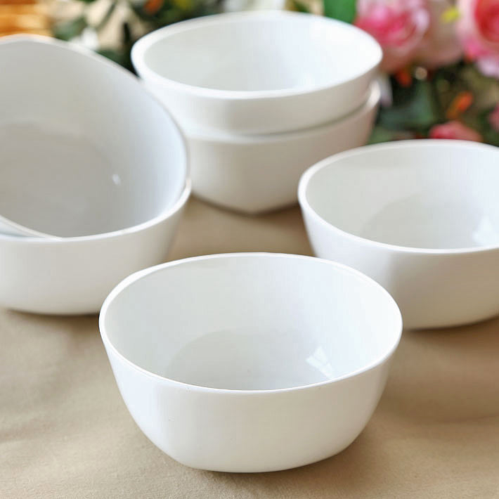 Clay Craft Basic Bowl Square 4 Piece Small Plain White