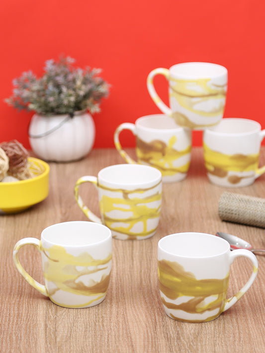 Alton Vista Coffee Mugs & Tea Cups, 200ml, Set of 6 (Brown)