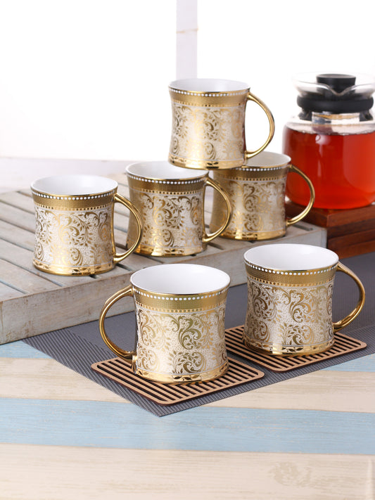 Diamond Ebony Coffee & Tea Mugs, 170ml, Set of 6 (E671) - Clay Craft India