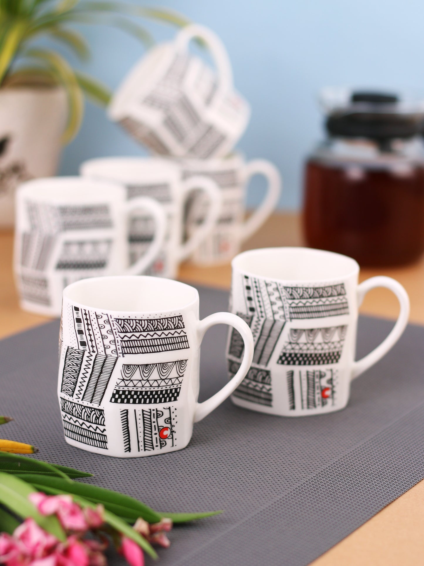 Flona Vivid Coffee & Tea Mugs, 200ml, Set of 6 (V304)