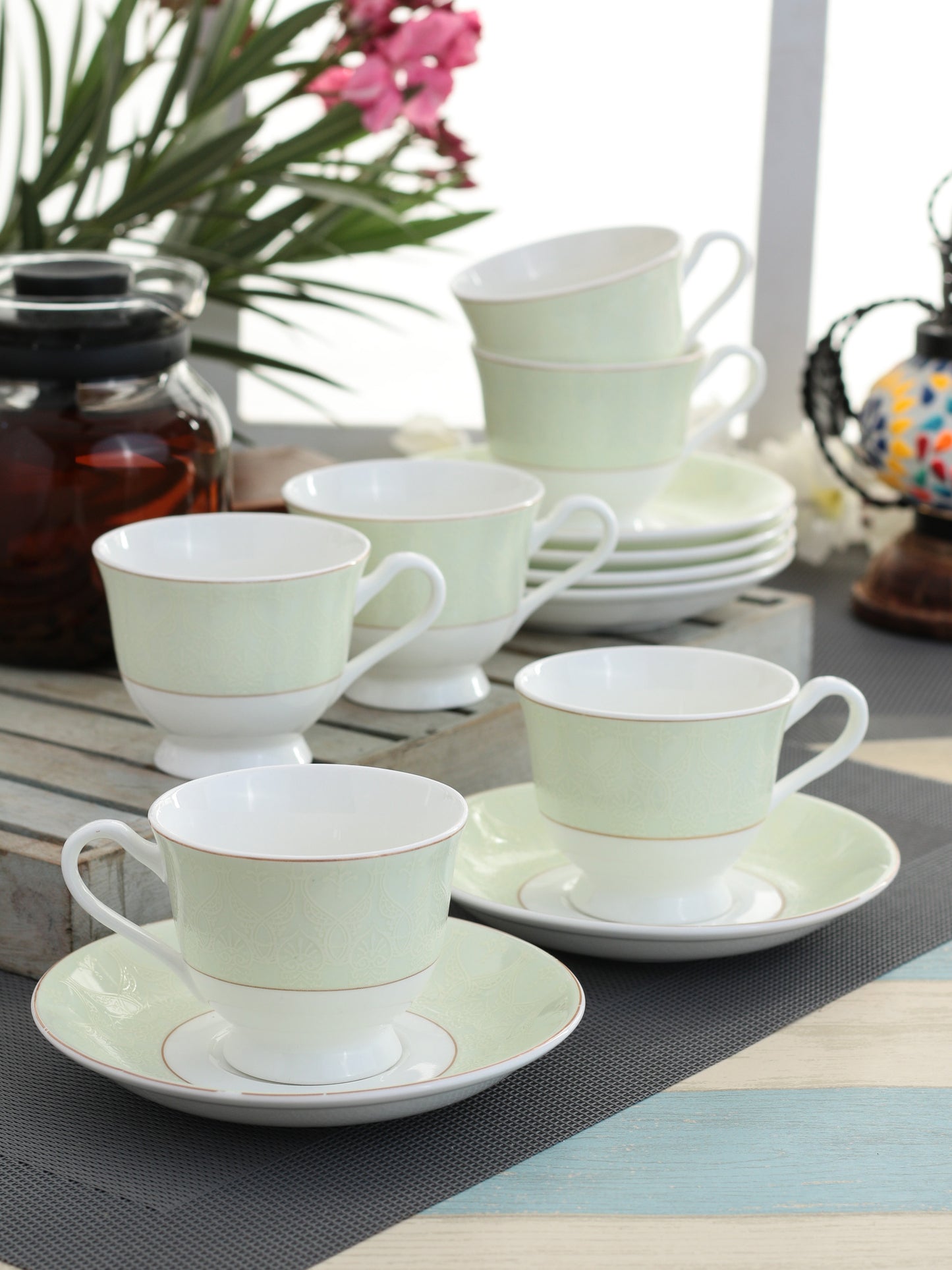 New Georgian Super Cup & Saucer, 140ml, Set of 12 (6 Cups + 6 Saucers) (S303G)