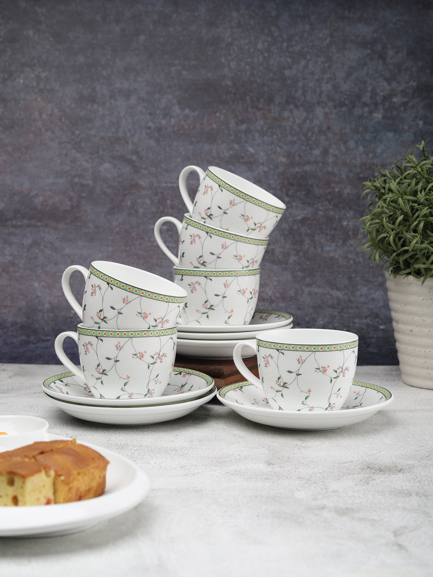 Buy JCPL Cream Cup Saucer Set of 12 (6 Cups Saucer) GS302