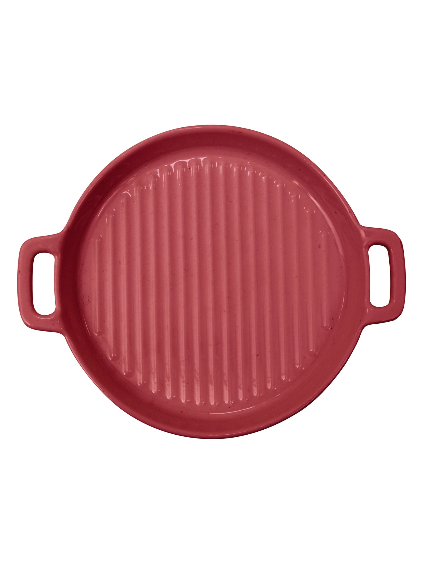 Ceramic Round with Handle Grill Plates for Serving, Red