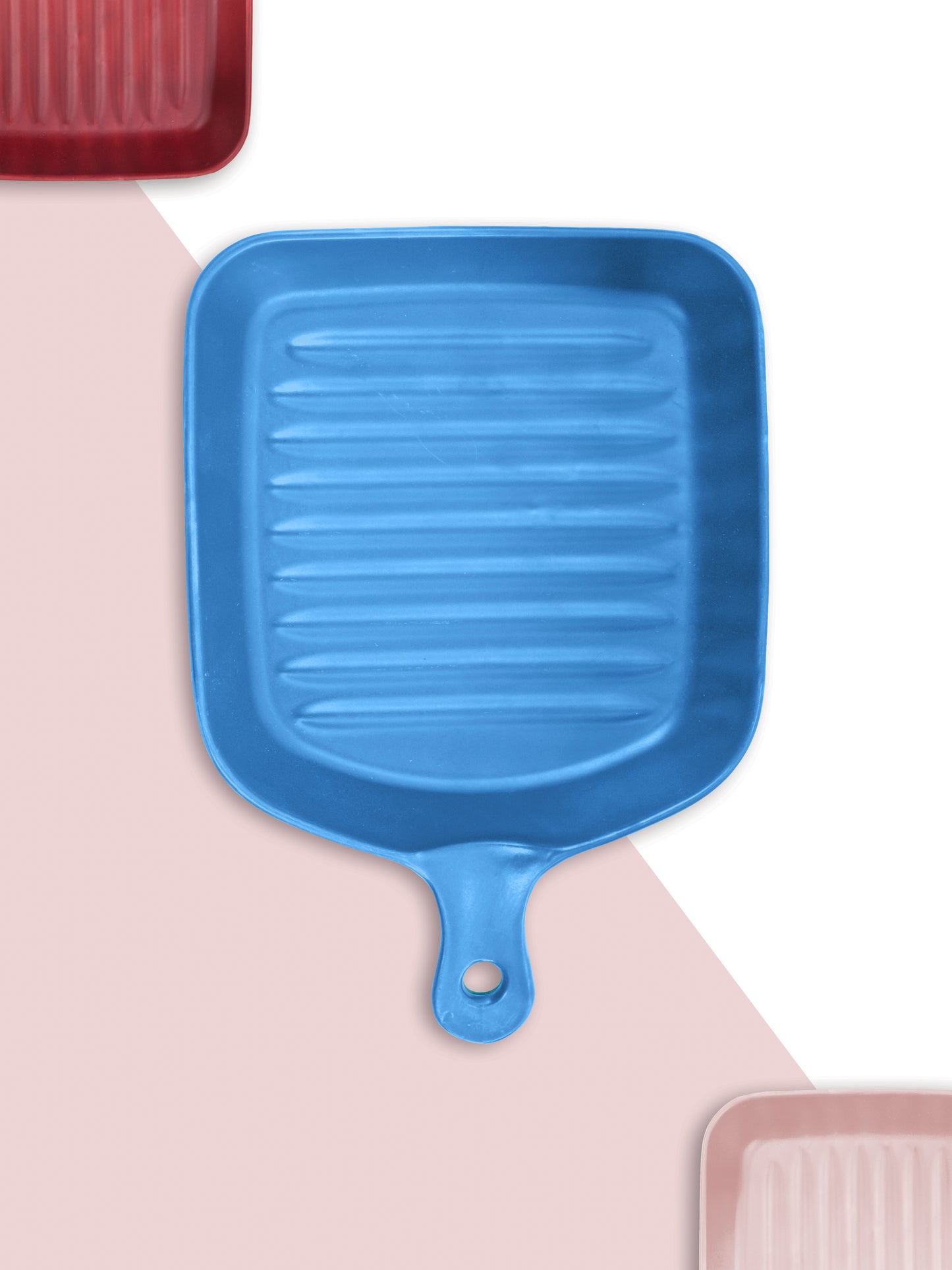 Ceramic Square Grill Plates for Serving, Blue