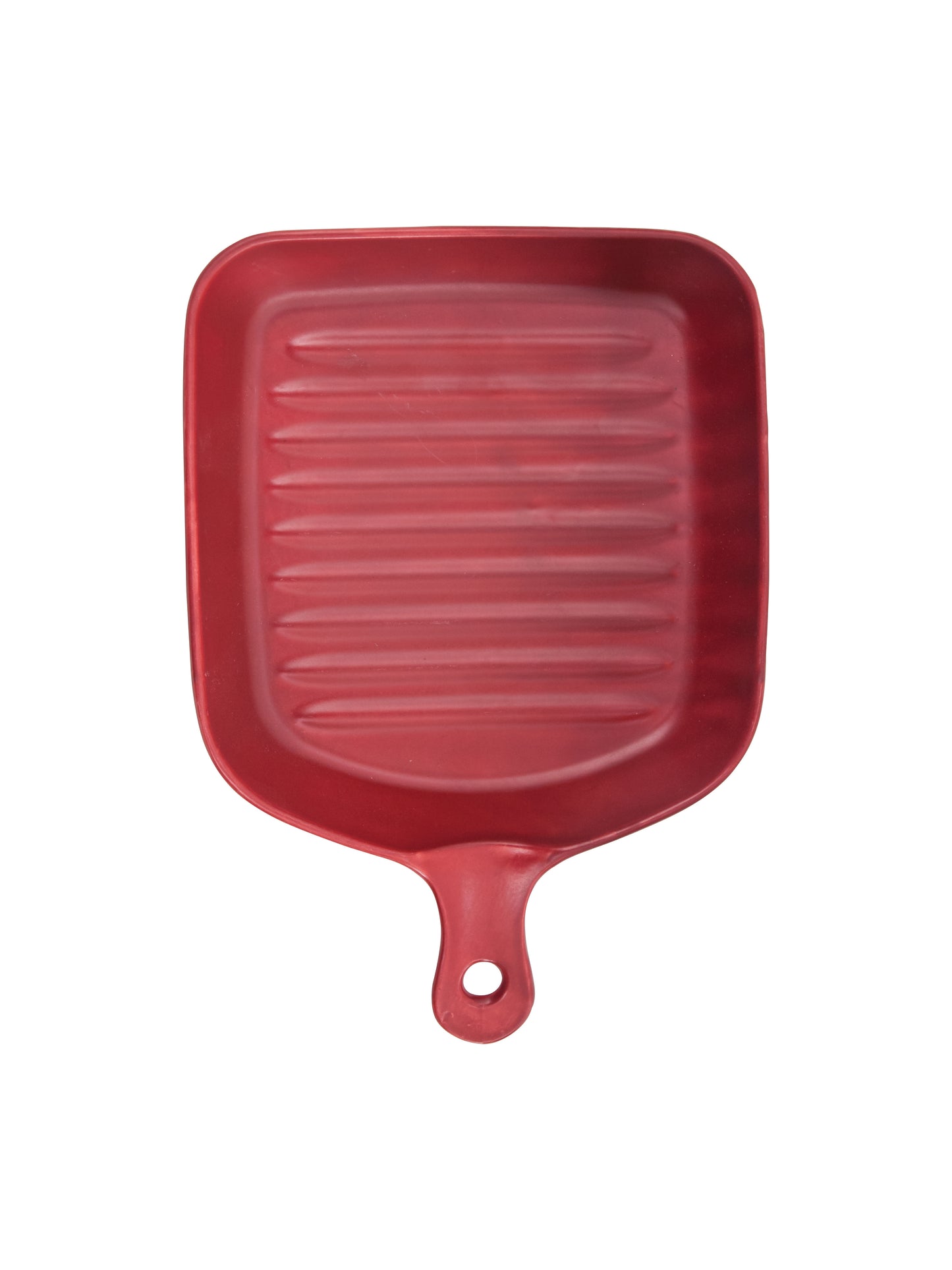 Ceramic Square Grill Plates for Serving, Red