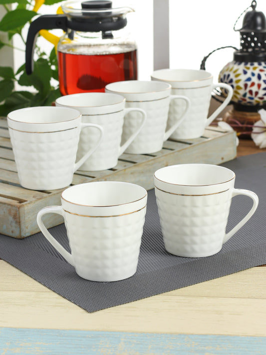 Diva Gold Line Coffee & Tea Mugs, 170ml, Set of 6 (GL110) - Clay Craft India