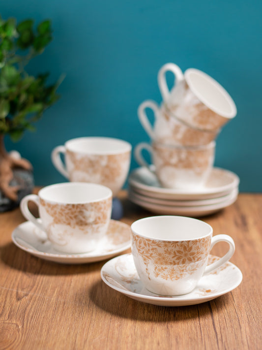 Cream Super Cup & Saucer, 170 ml, Set of 12 (6 Cups + 6 Saucers) (S314)