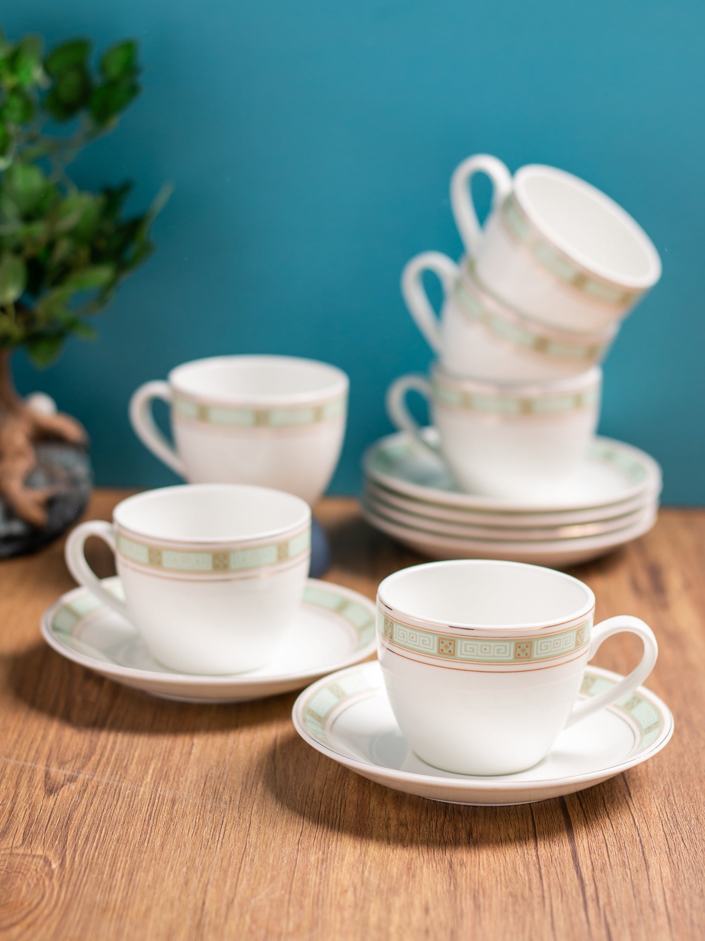 Cream Regal Cup & Saucer, 170 ml, Set of 12 (6 Cups + 6 Saucers) (R101)