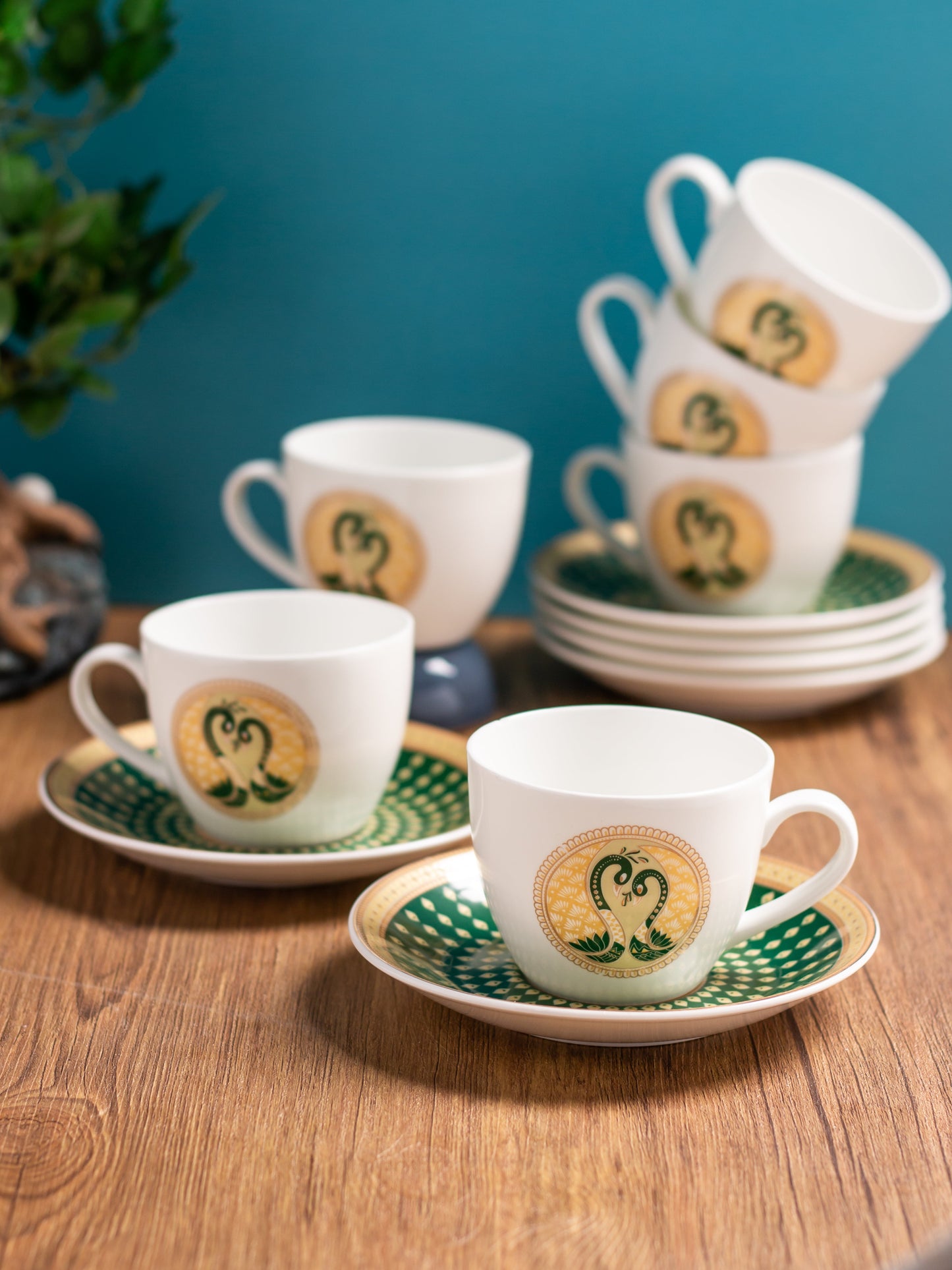 Cream Midas Cup & Saucer, 170ml, Set of 12 (6 Cups + 6 Saucers) (MI403)