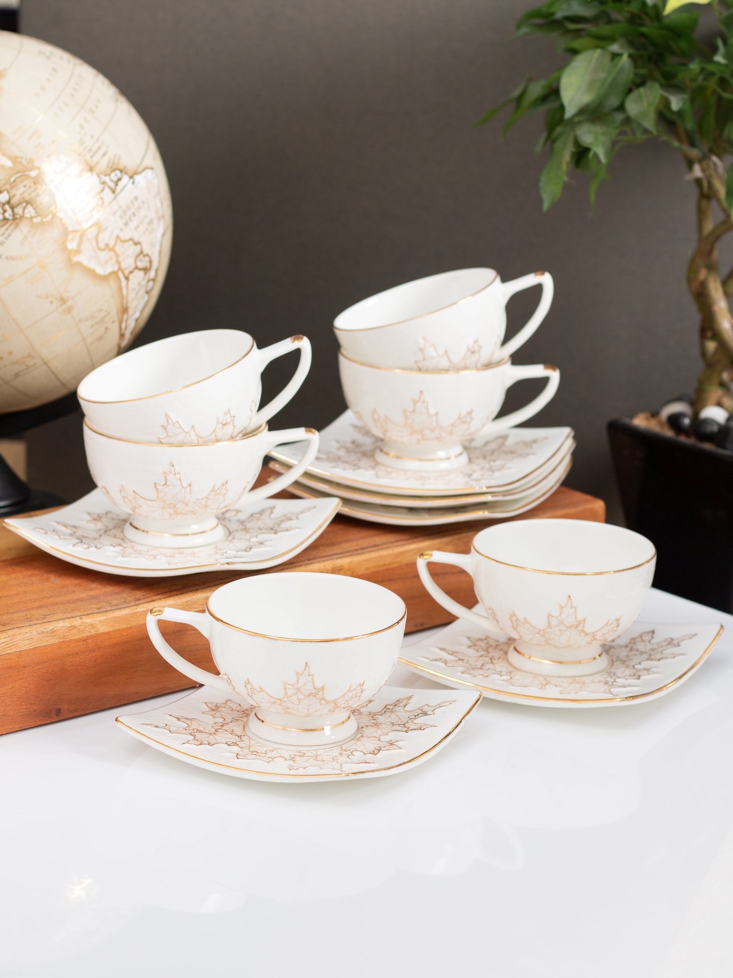 Chinar Shalimar Cup & Saucer, 145 ml, Set of 12 (6 Cups + 6 Saucers) (SH905)