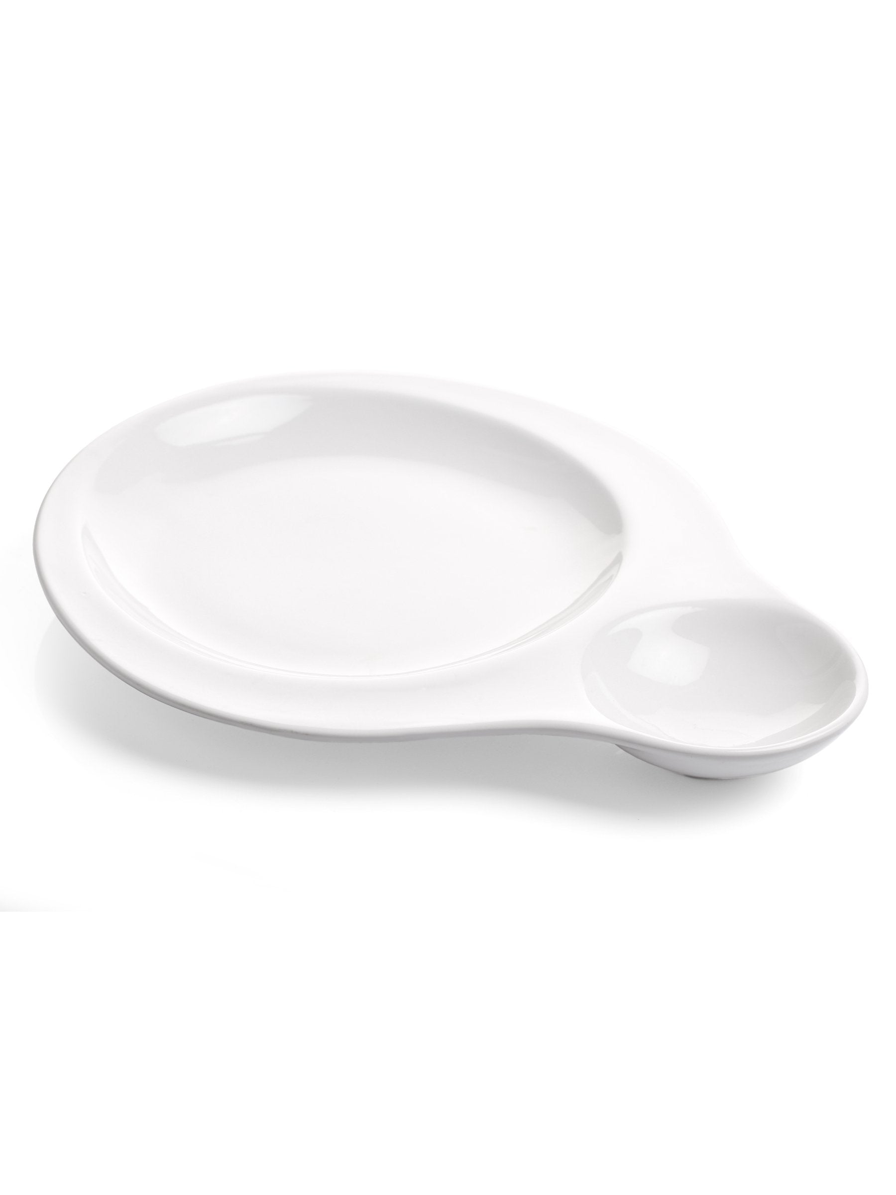 Clay Craft Basic Platter Chip & Dip Belly 1 Piece Plain White - Clay Craft India