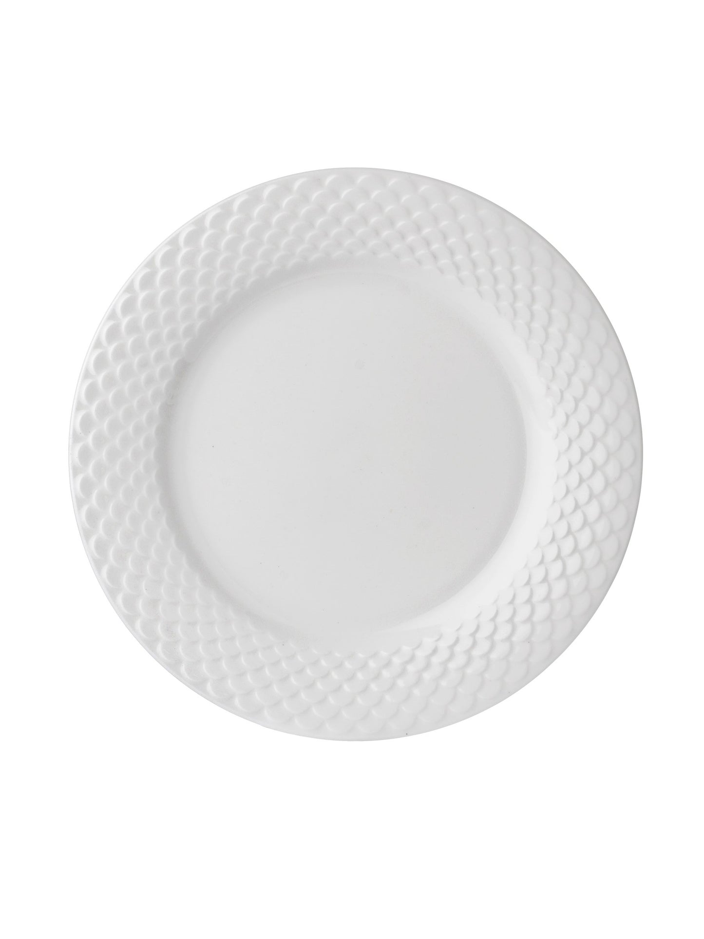Clay Craft Basic Dinner Plate Ripple 4 Piece 10.5" Plain White - Clay Craft India