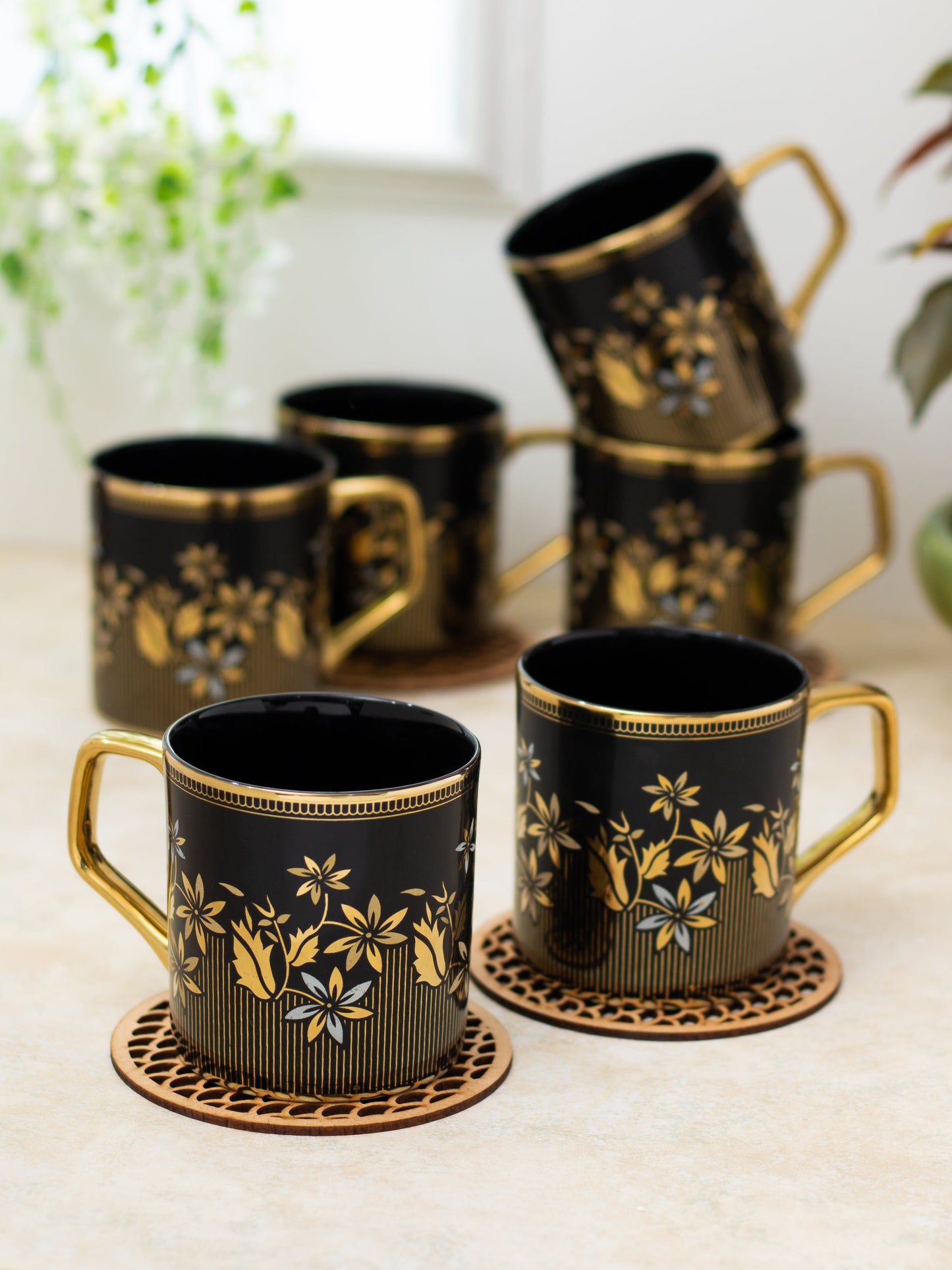 Director Ebony Coffee & Tea Mug Set of 6 (E607)
