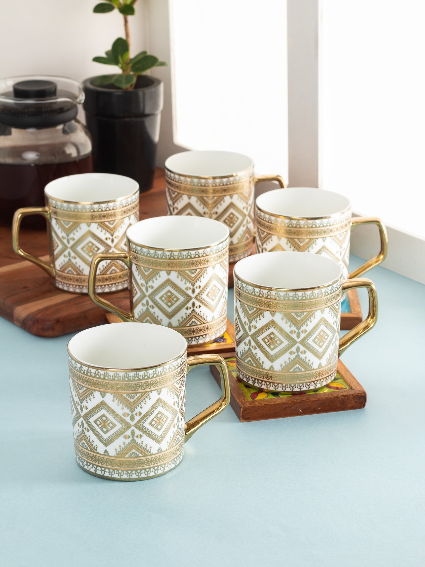 Director Ebony Coffee & Tea Mugs, 200ml, Set of 6 (E698)