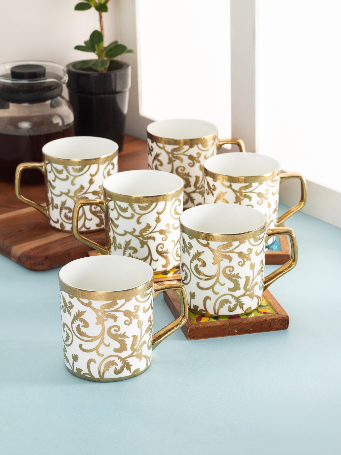 Director Ebony Coffee & Tea Mugs, 200ml, Set of 6 (E696)