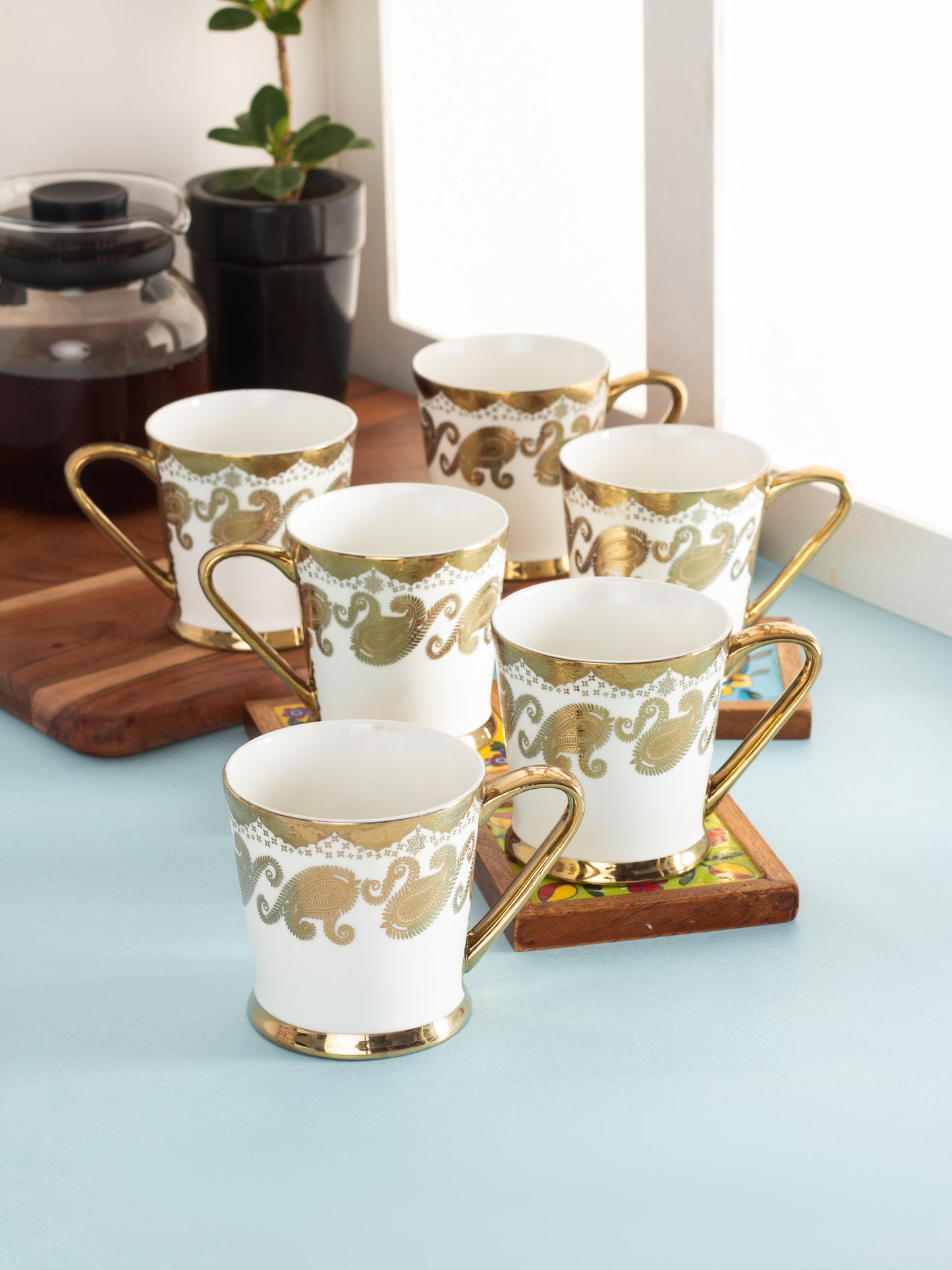 Peter Ebony Coffee & Tea Mugs, 170ml, Set of 6 (E620)