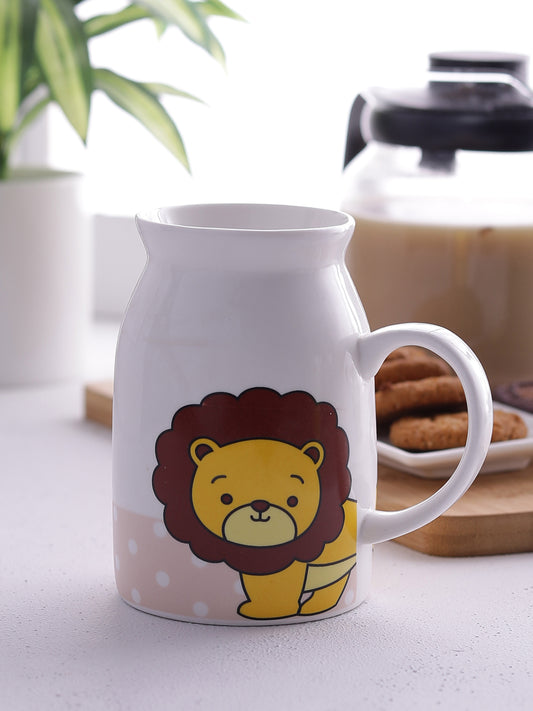 Cane Lion Animal Pattern Coffee & Milk Mug, 500ml, 1 Piece - Clay Craft India