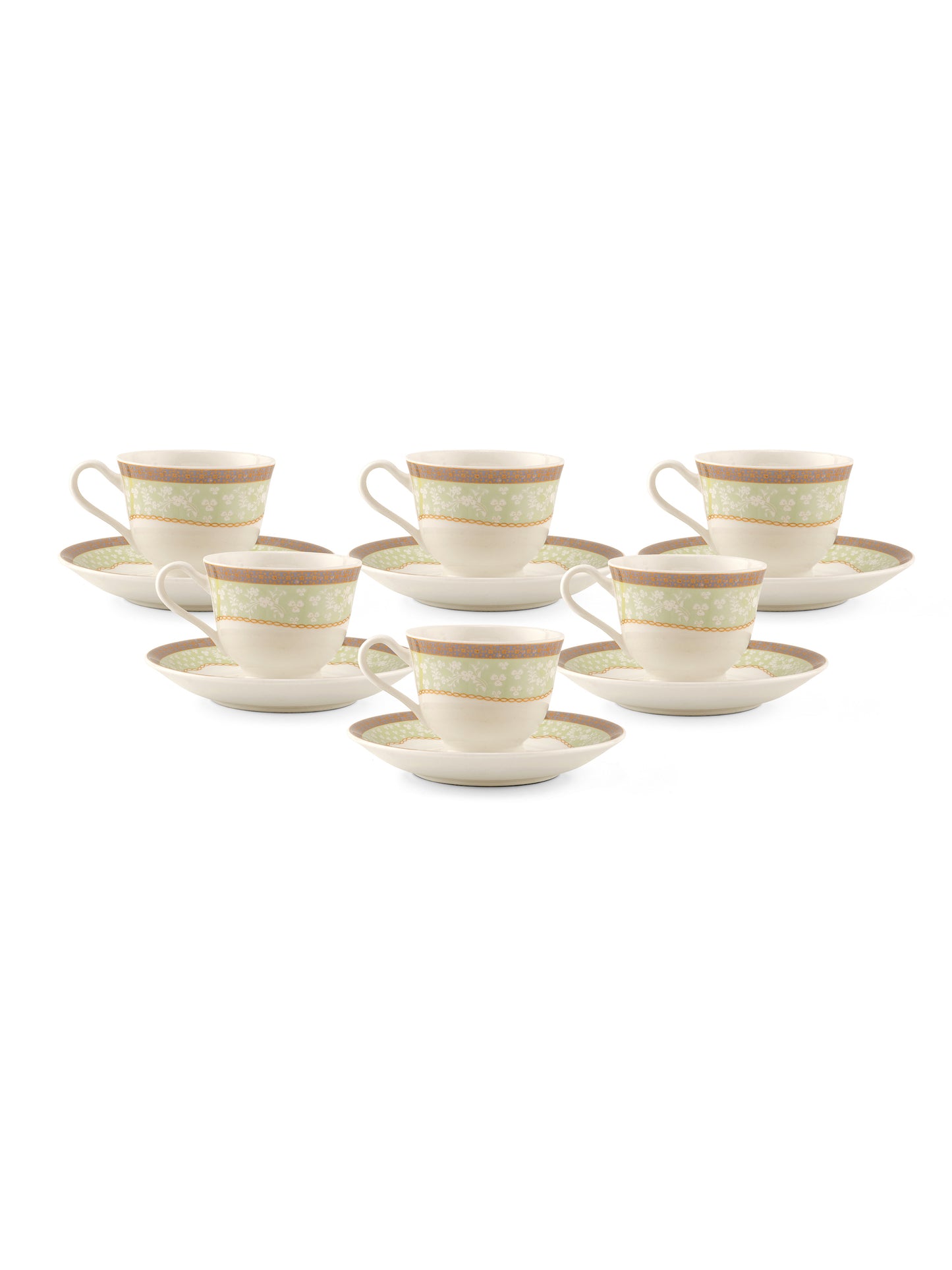 New Georgian Super Cup & Saucer, 140ml, Set of 12 (6 Cups + 6 Saucers) (S367)