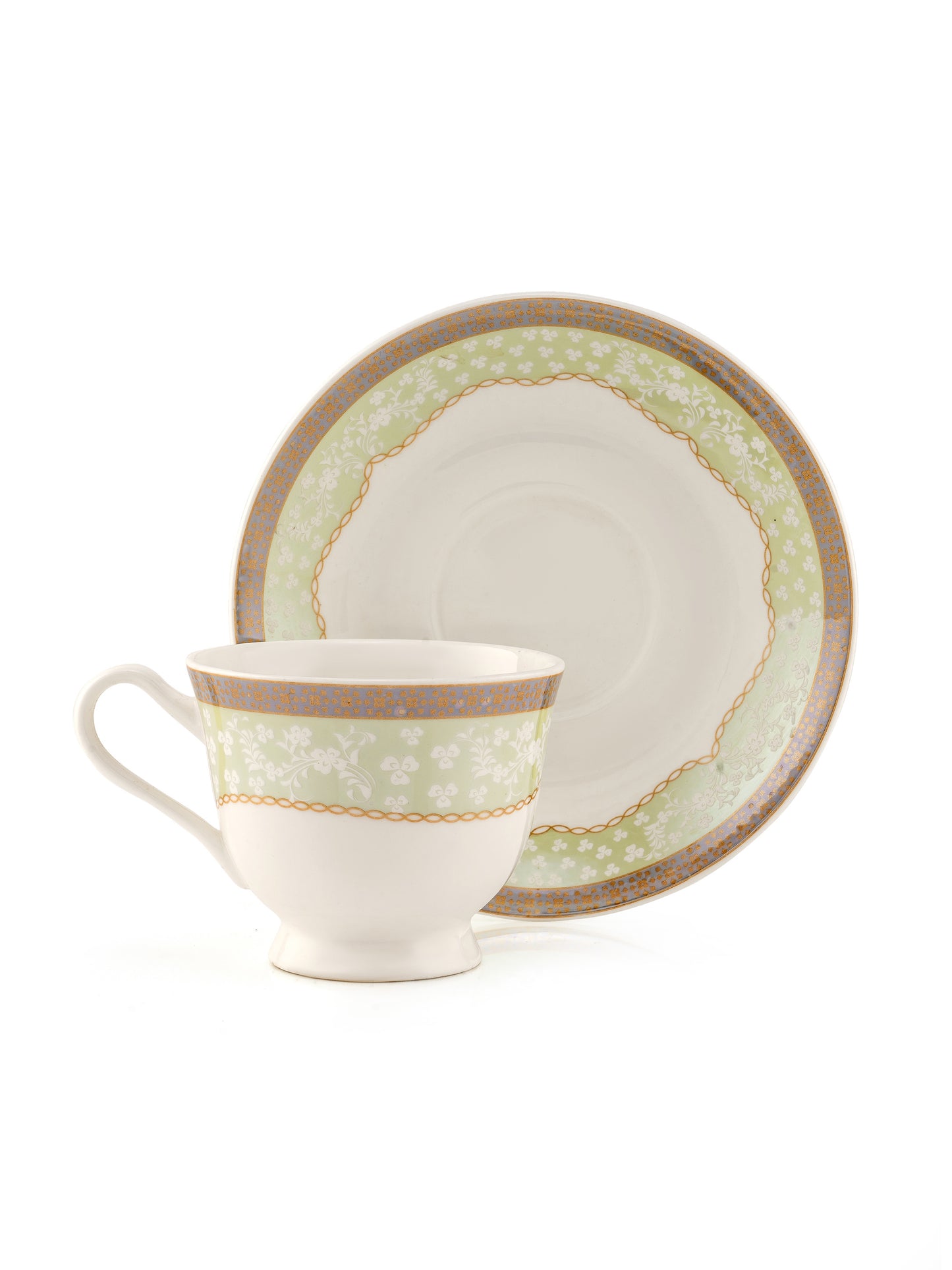 New Georgian Super Cup & Saucer, 140ml, Set of 12 (6 Cups + 6 Saucers) (S367)