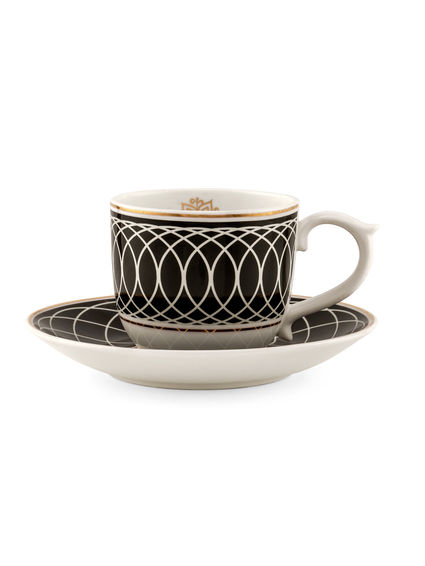 Maharani Noir Cup & Saucer, 160ml, Set of 12 (6 Cups + 6 Saucers) (403)