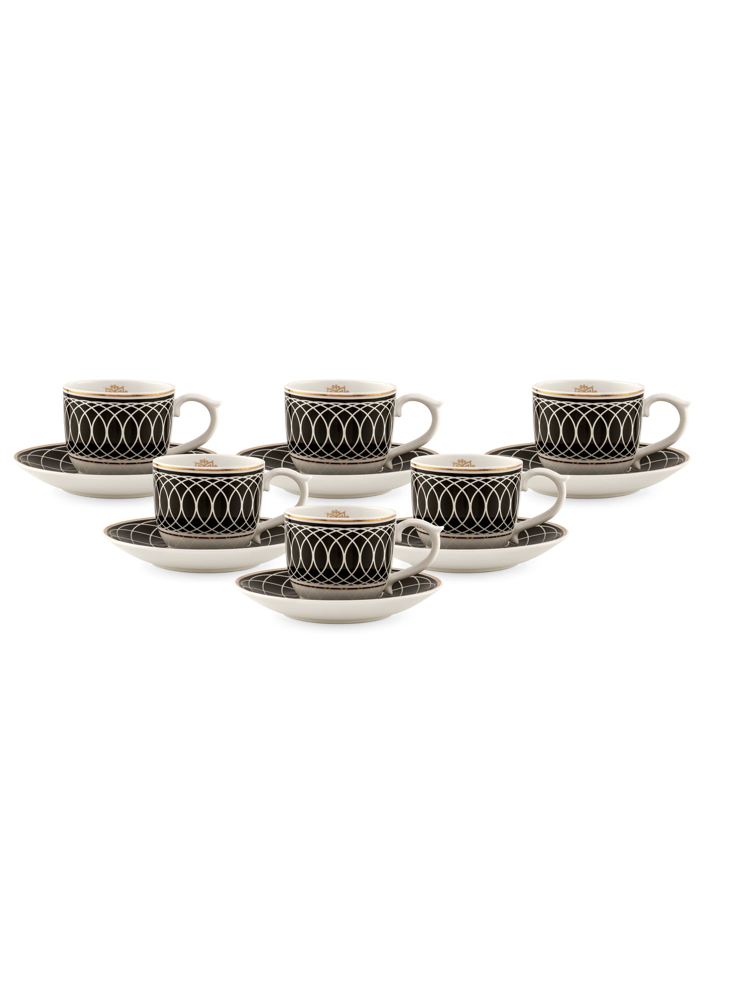 Maharani Noir Cup & Saucer, 160ml, Set of 12 (6 Cups + 6 Saucers) (403)
