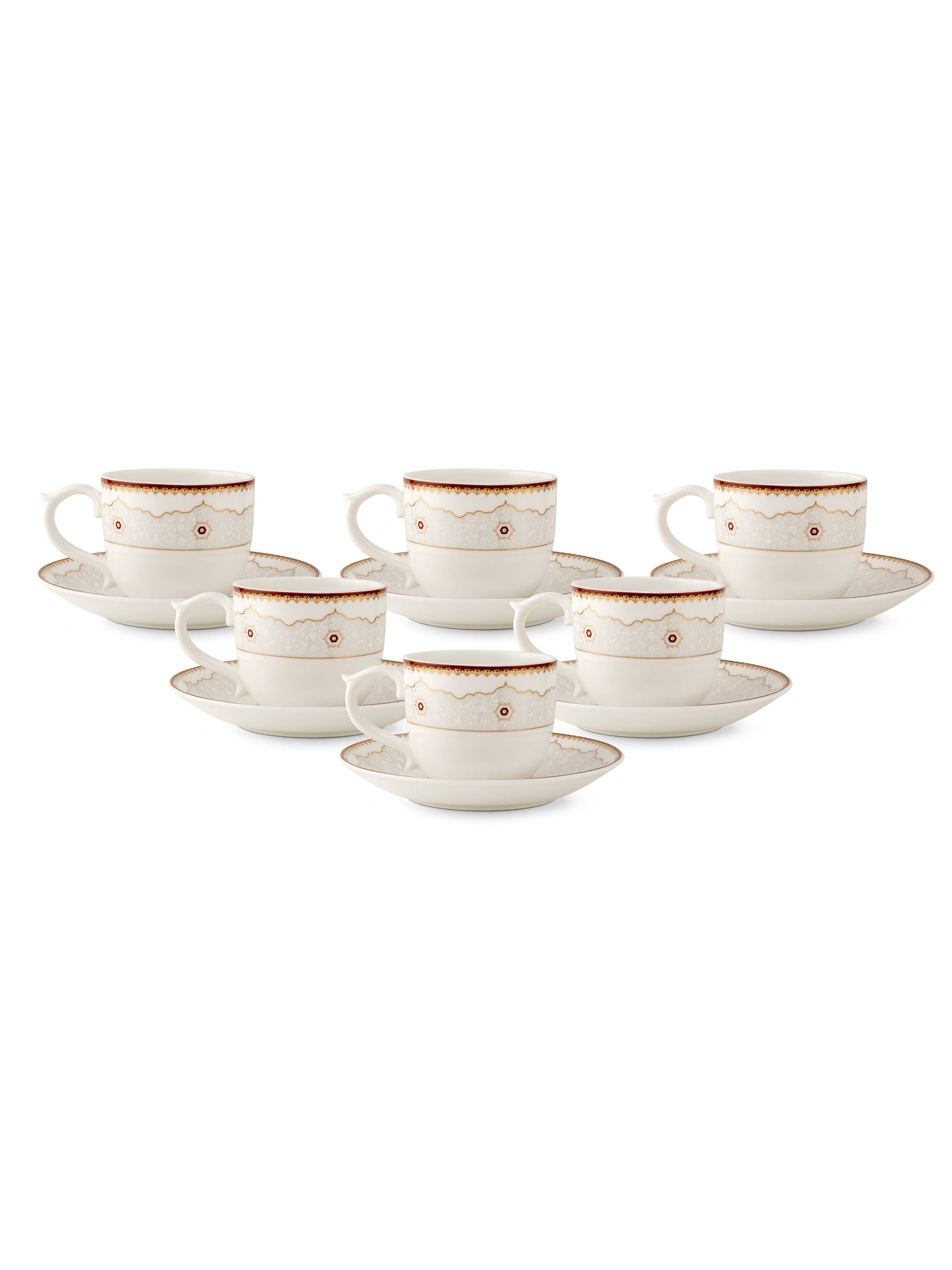 Maharani Noir Cup & Saucer, 160ml, Set of 12 (6 Cups + 6 Saucers) (402)