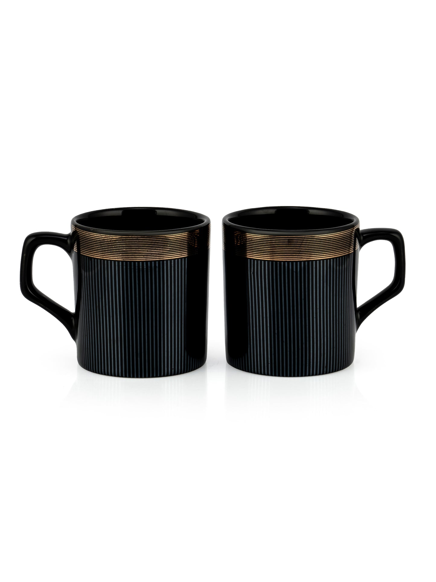 Director Ebony Black Coffee & Tea Mugs, 200ml, Set of 6 (E602)