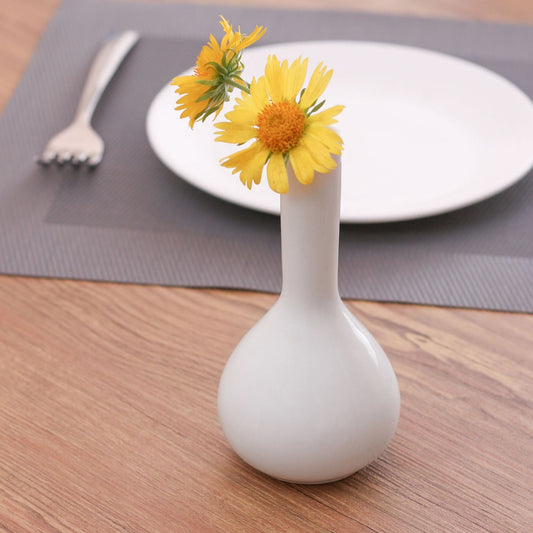 Clay Craft Basics Budvase High White Textured Ceramic Vase - Clay Craft India