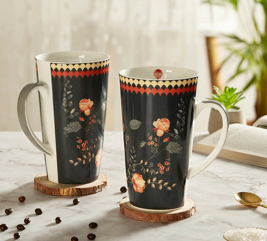 India Circus Onyx Elegance Tall Milk/ Coffee Mugs 600ml Set of 2