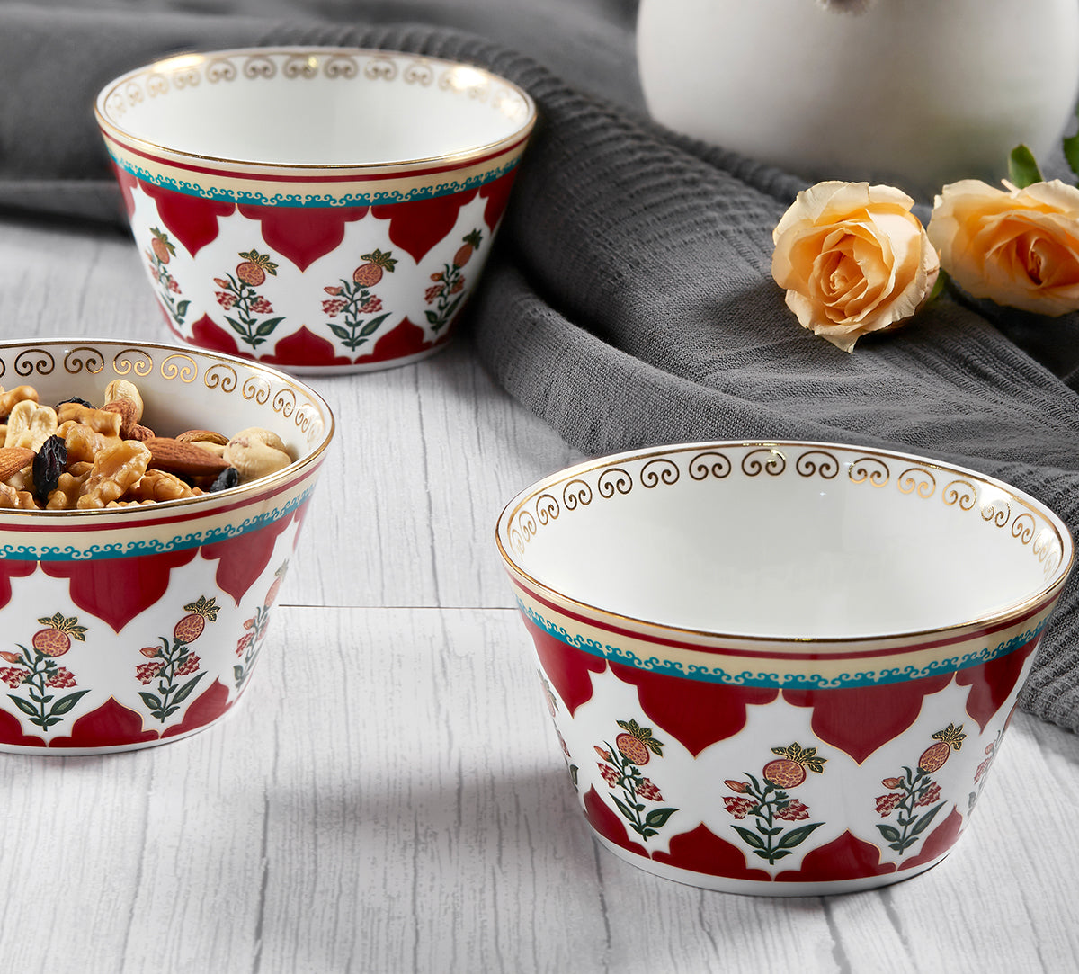 India Circus Blushed Orchard Nikko Bowl Set of 3