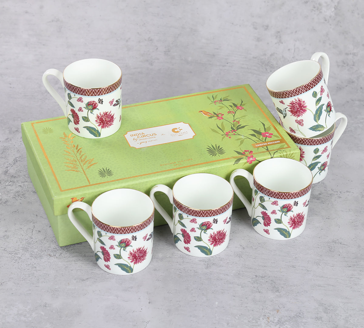 India Circus Petal Perfection Melon Coffee Mug Set Of 6