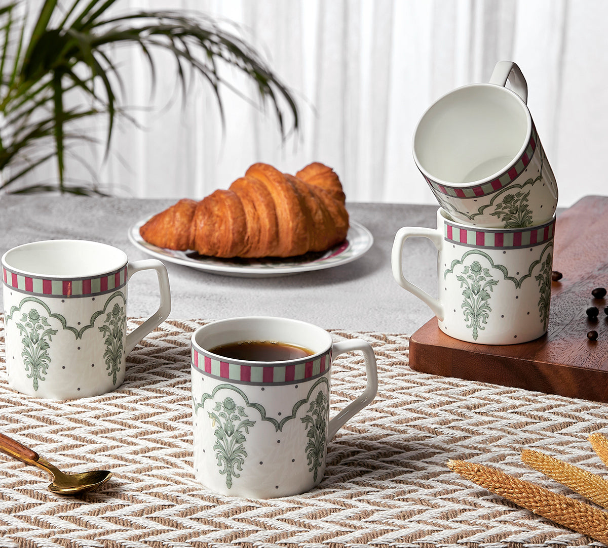 India Circus Director Sage Luxe Coffee Mug Set of 6