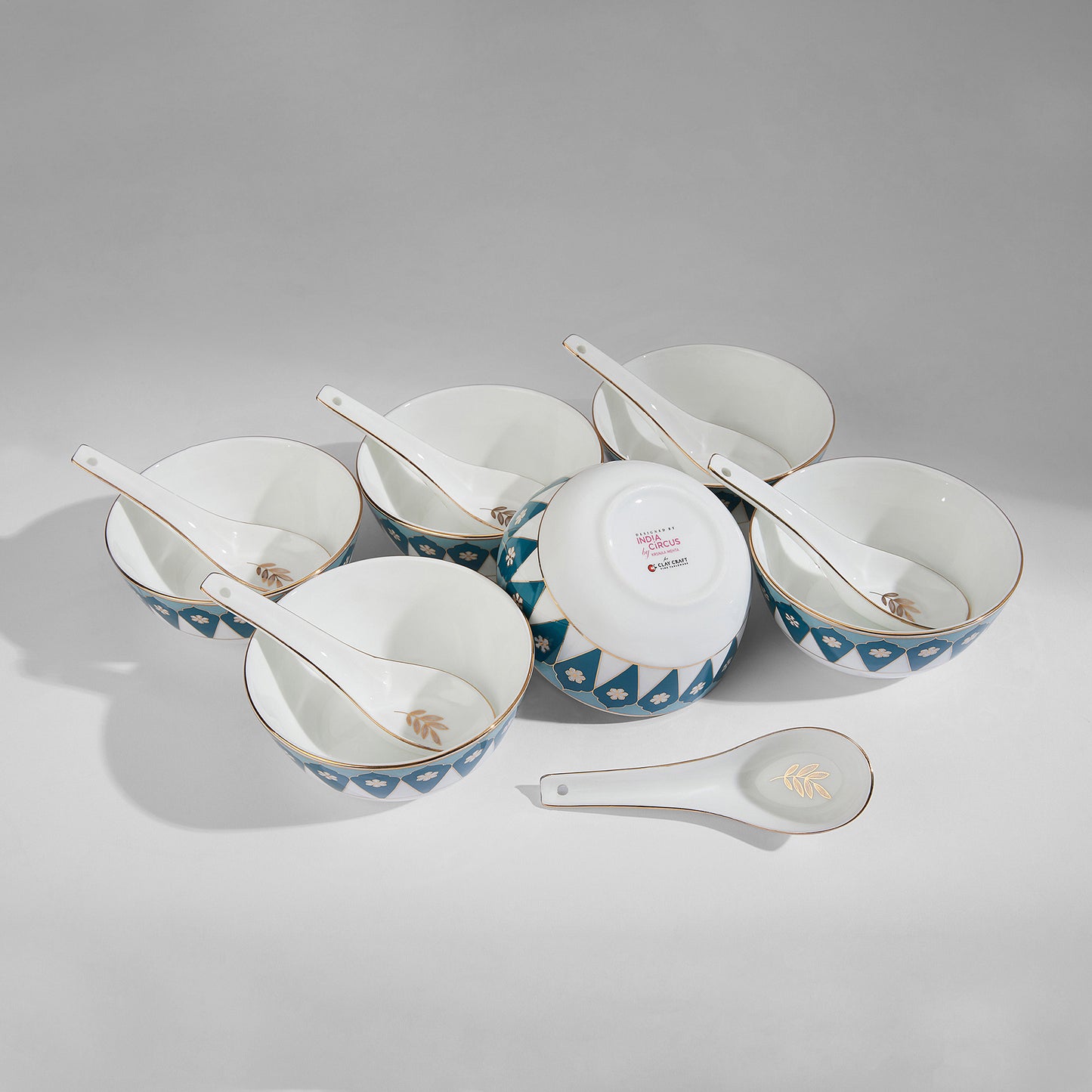 India Circus Oceanic Opulence Georgian Soup Bowl Set of 12 Pcs