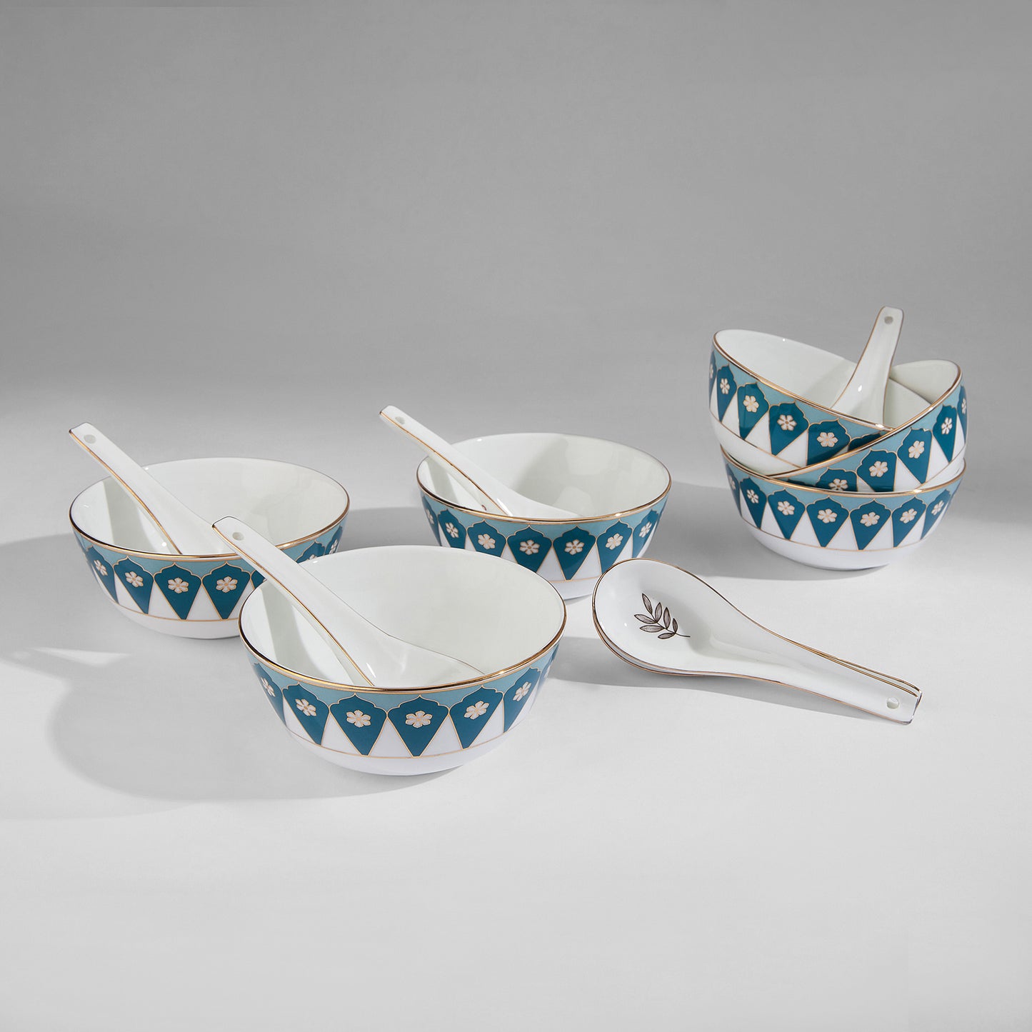 India Circus Oceanic Opulence Georgian Soup Bowl Set of 12 Pcs