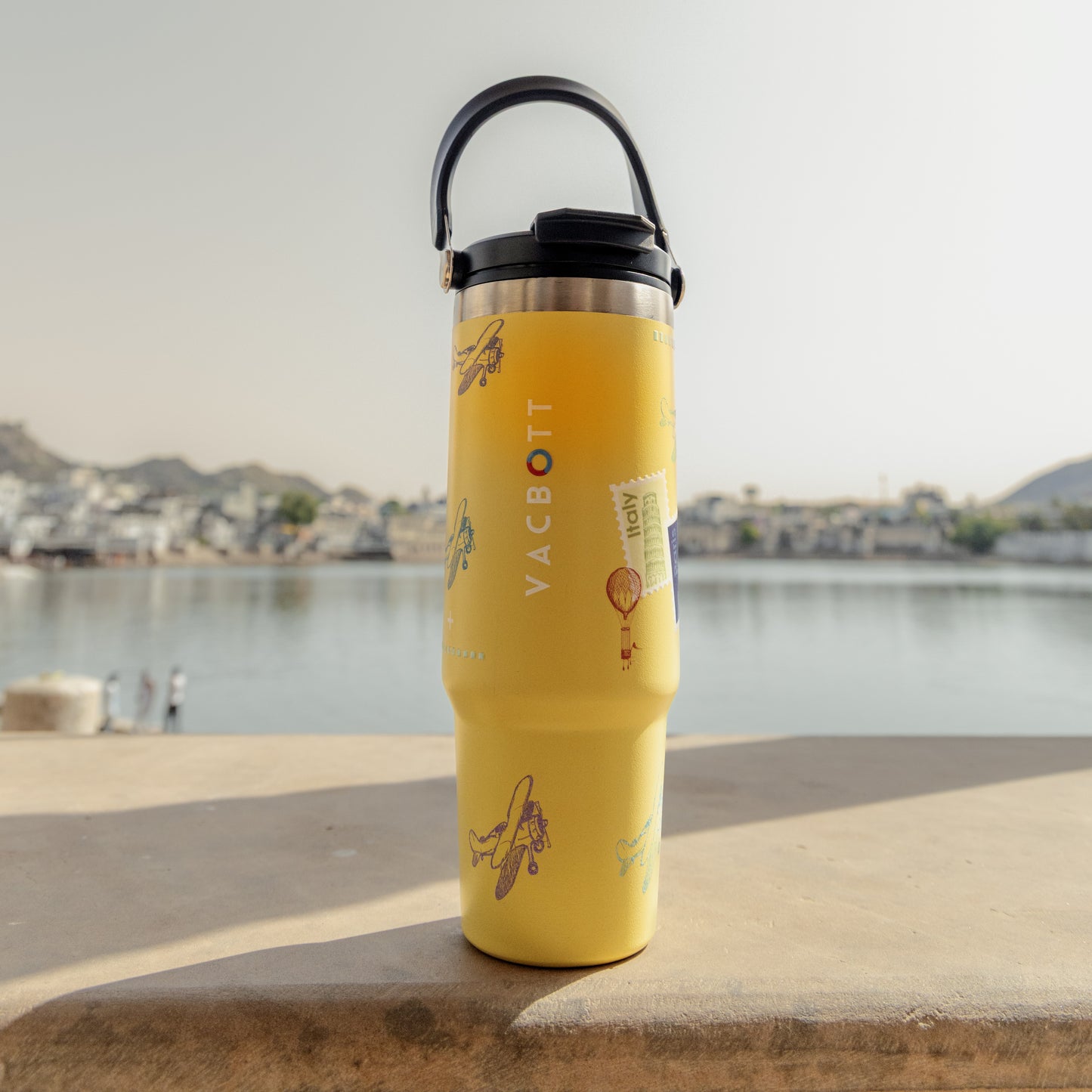 Vacbott Vacuum EverSip® Wanderlust Tumbler with Top Lid Handle 900 ml with Dual Flip Opening Sip-Swig Leakproof Lid