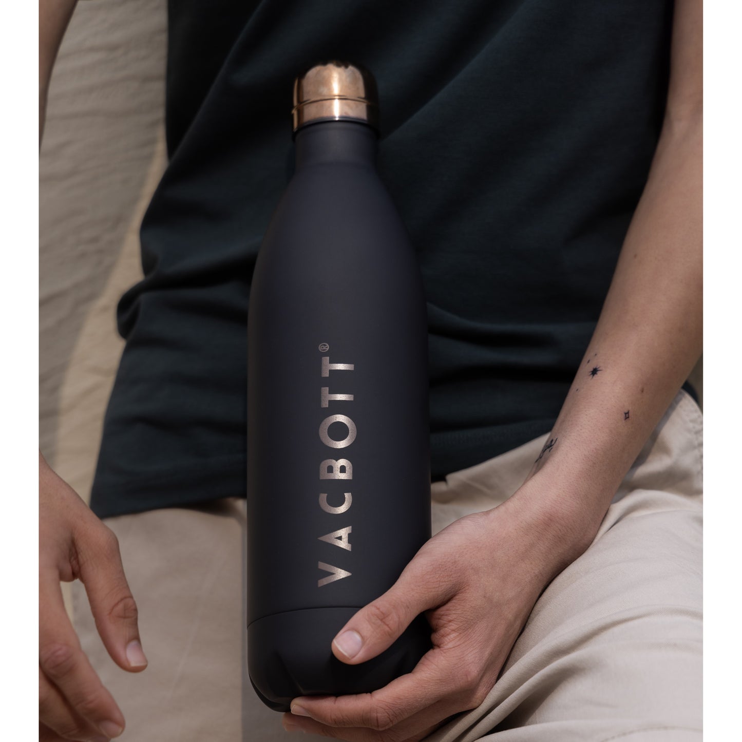 Vacbott Stark Vacuum Insulated Double Walled Water Bottle 18 Hrs Hot & 24 Hrs Cold Stainless Steel Flask, BIS Certified, 500ml