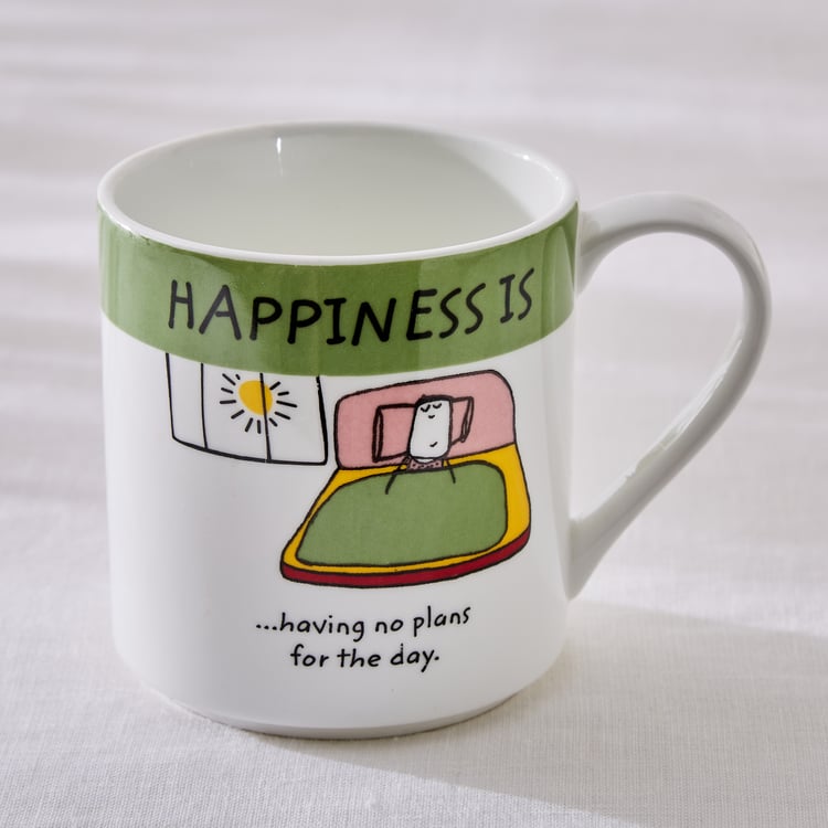 Happiness Having No Plans Ceramic Coffee/ Milk Mug 300ml 1 Piece