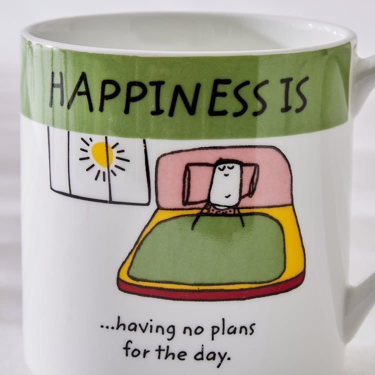 Happiness Having No Plans Ceramic Coffee/ Milk Mug 300ml 1 Piece